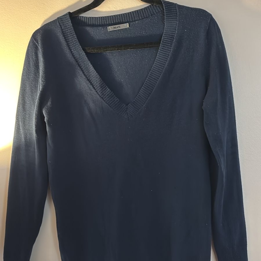 Navy Blue V-Neck Sweater